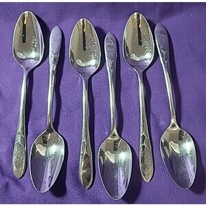 Lot Of 6 Oneida Silver Debonair (Stainless) Flatware Teaspoons 6.25" Long
